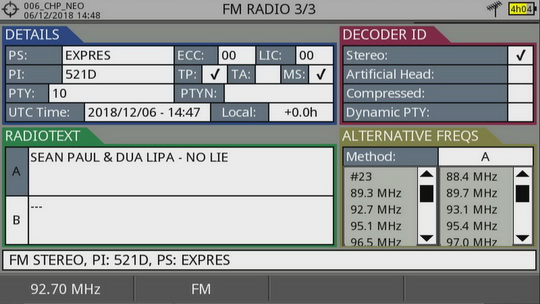 VKV - FM meranie signlu